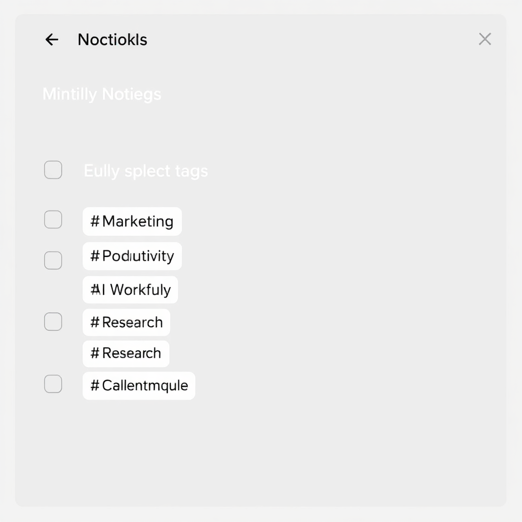 Screenshot of Notion tag structure