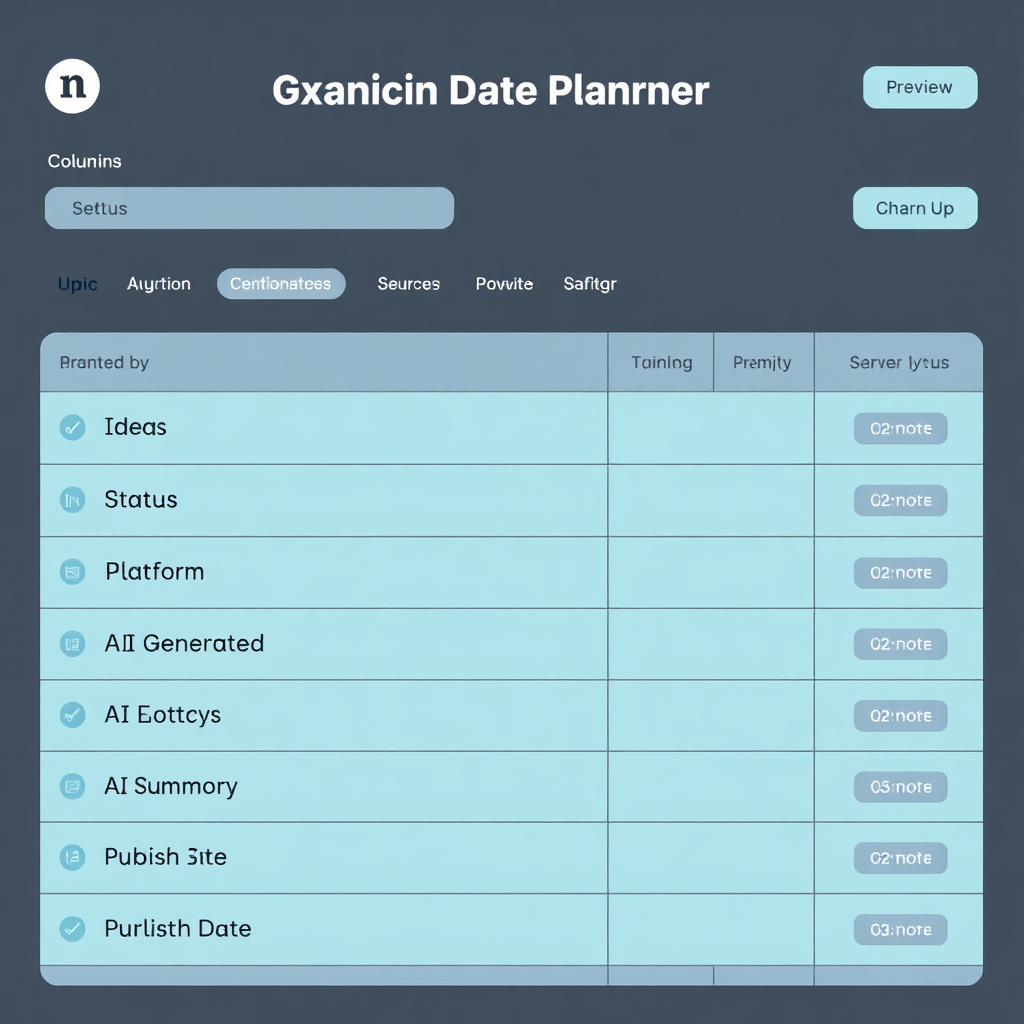 Notion Content Creation Planner Template Preview