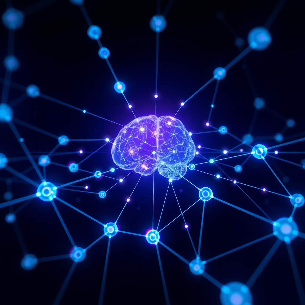 Abstract digital network representing an AI-powered second brain
