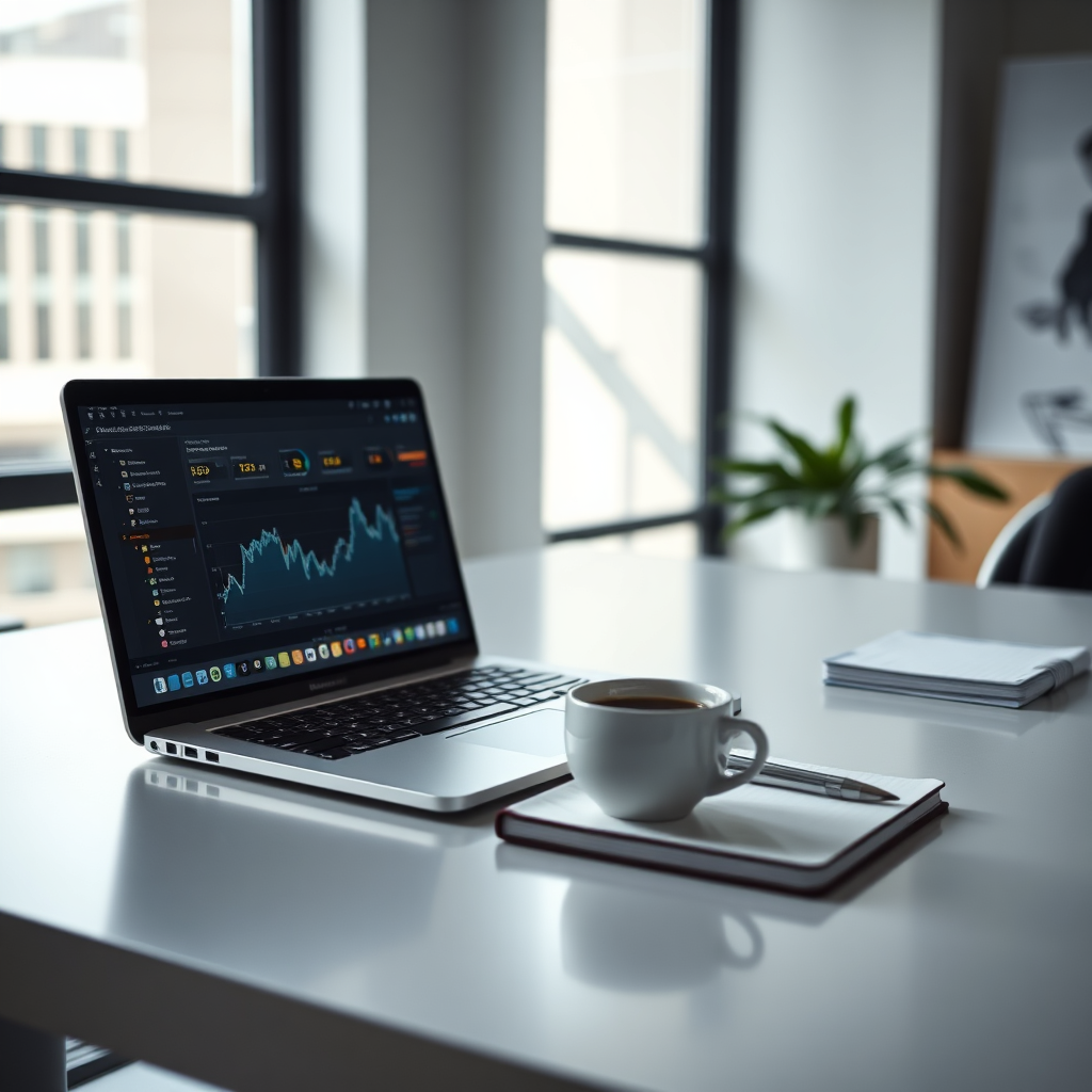 Modern business workspace with digital tools