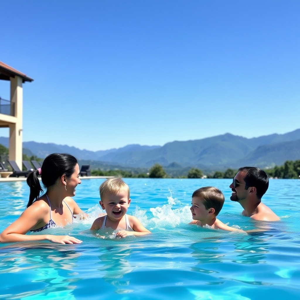 Family enjoying the resort pool