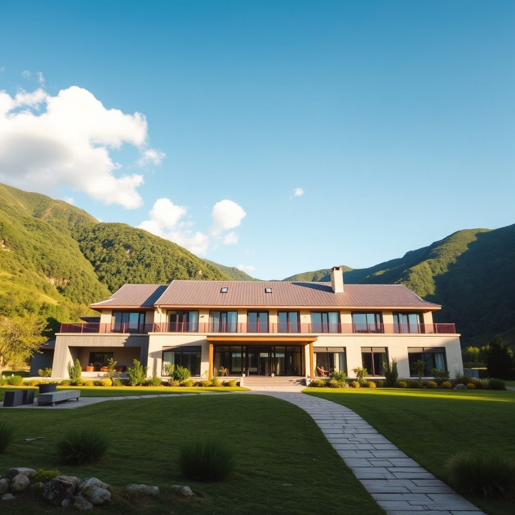 Milfer Resort main building exterior with mountain backdrop