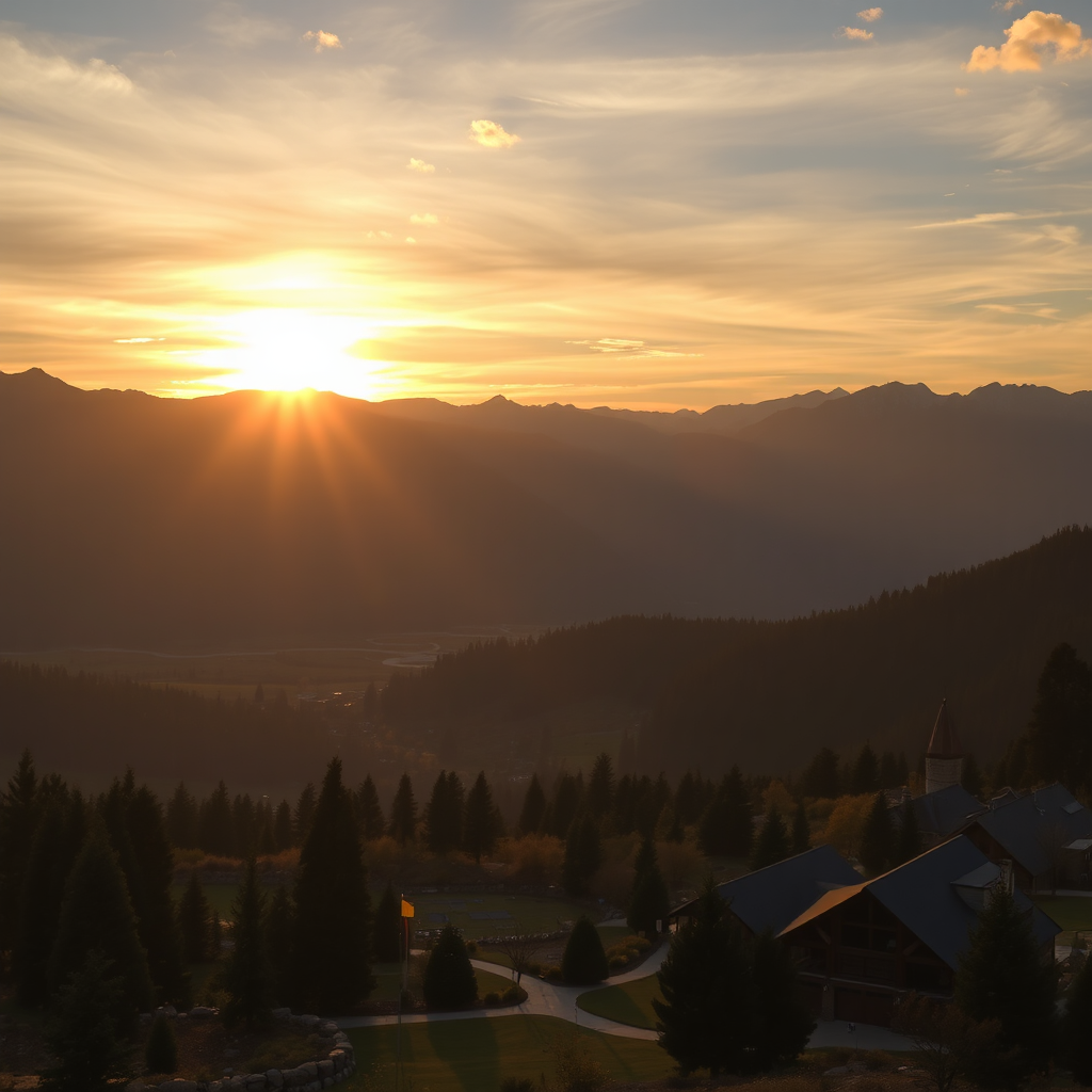 Sunset over the resort