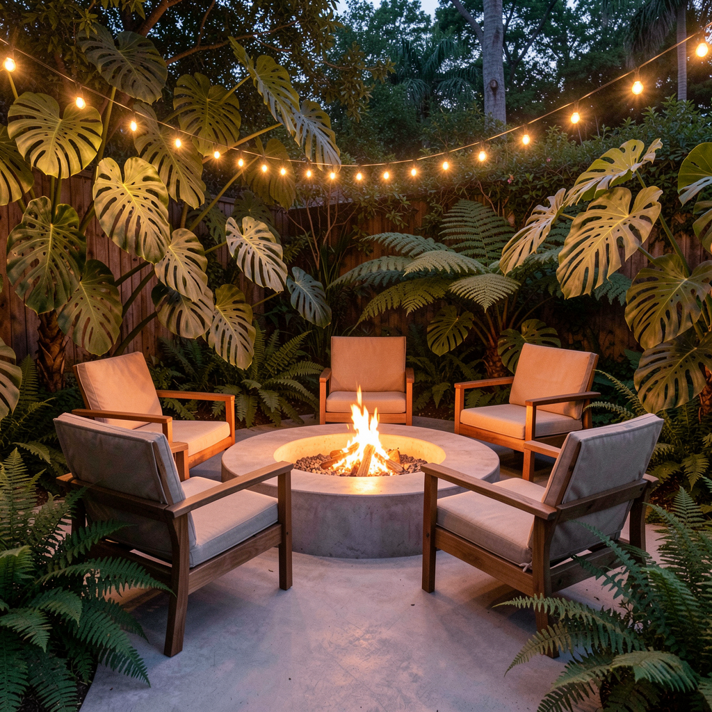 Outdoor firepit and lounge area