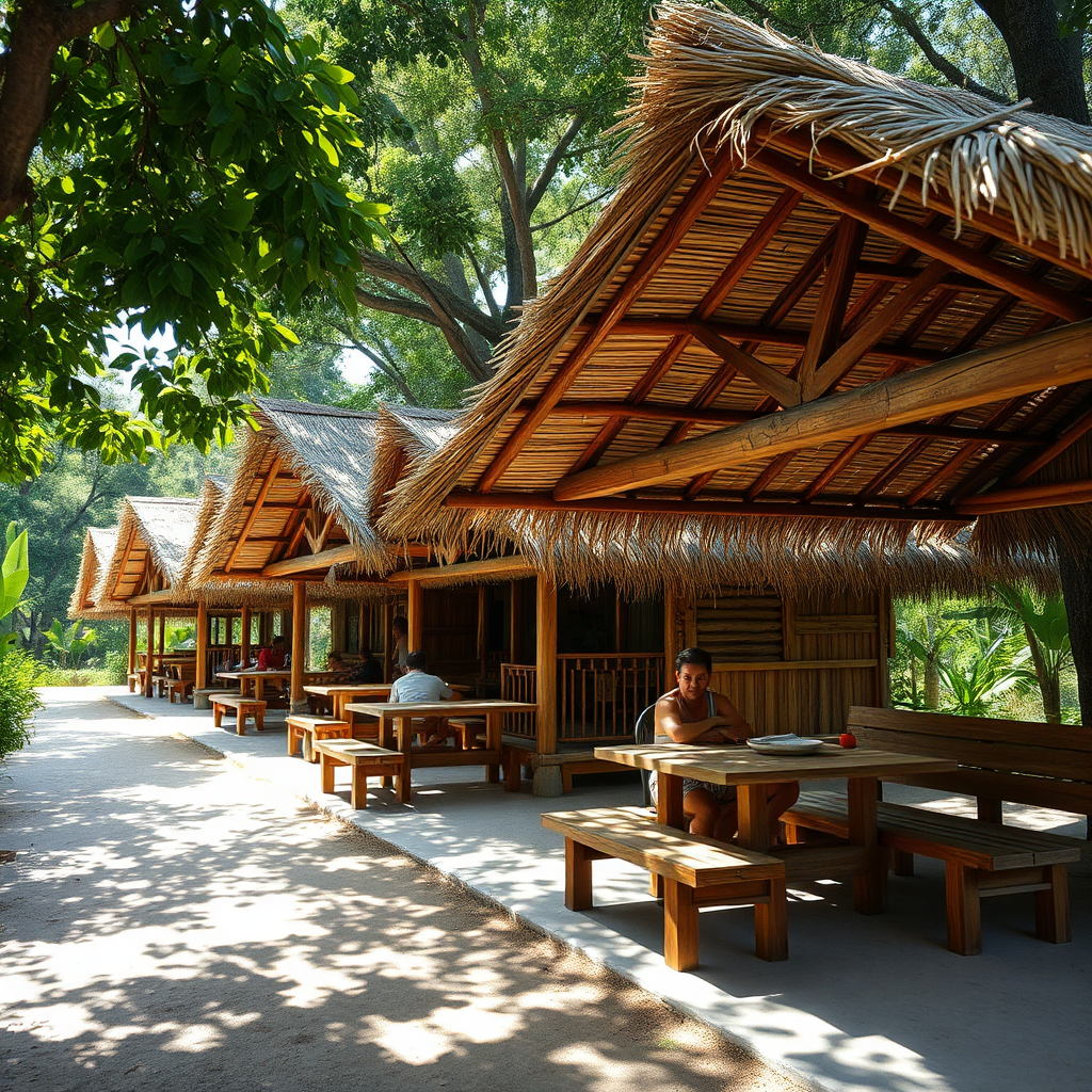 Native cottages seating area at Milfer Resort – Beyond Paradise