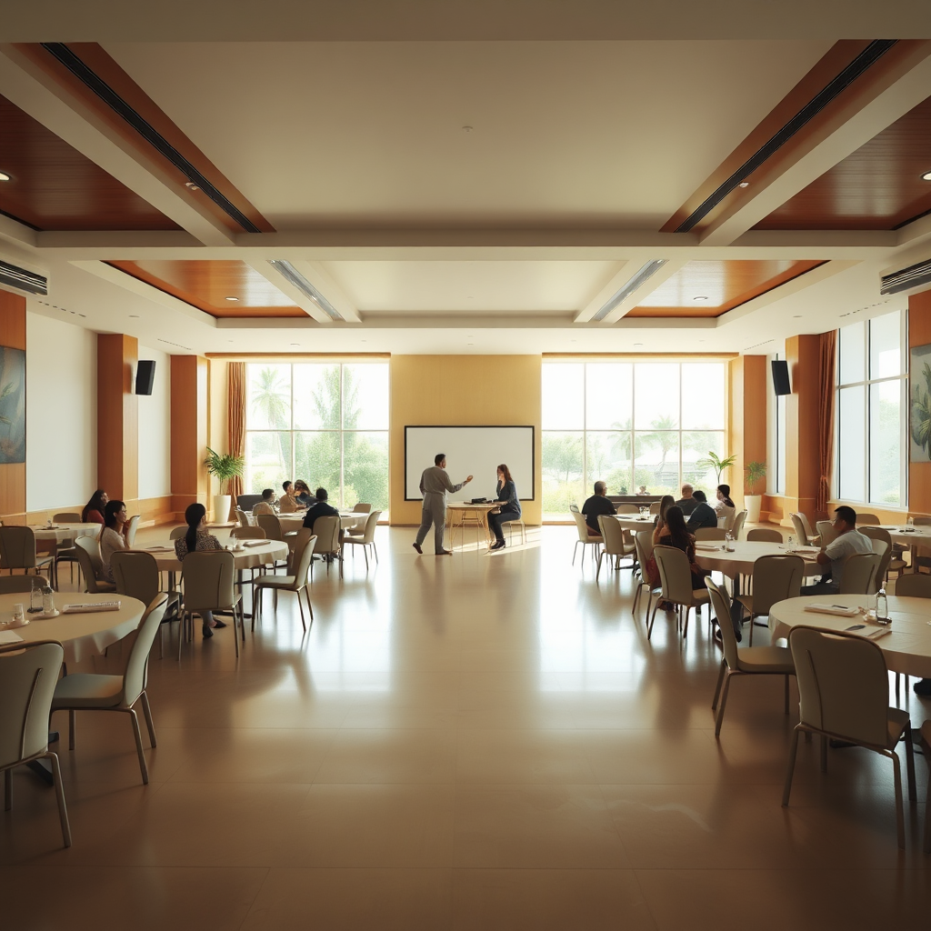 Function hall setup for group events at Milfer Resort