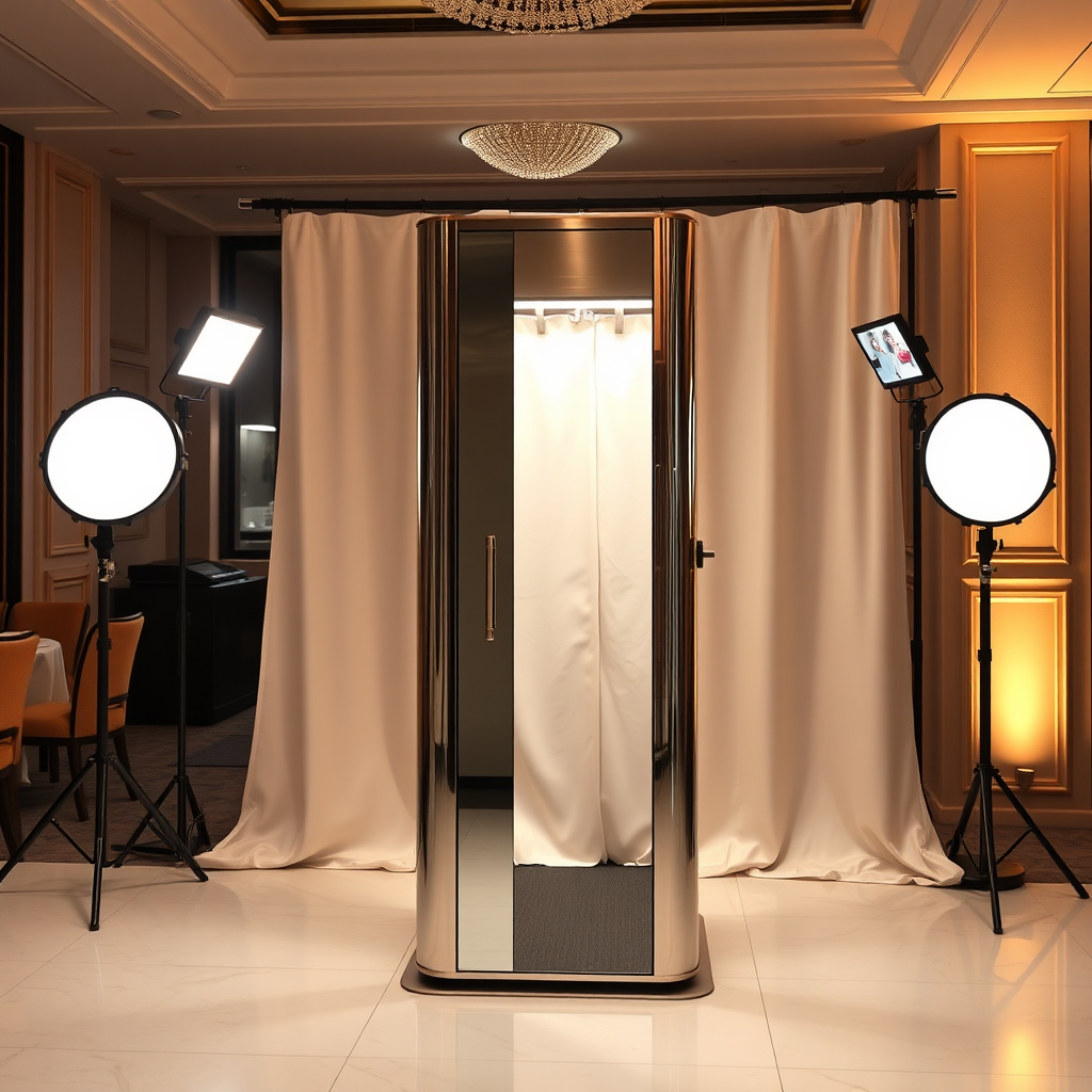 Luxury mirror photo booth setup with elegant styling