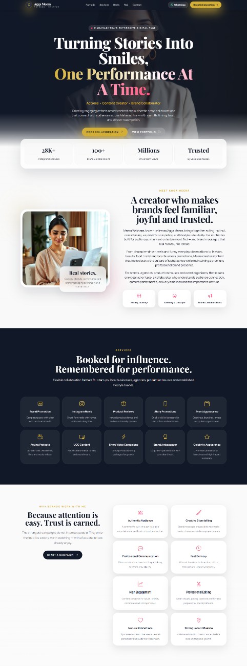 Preview of the first three sections of a perfume brand UGC video landing page