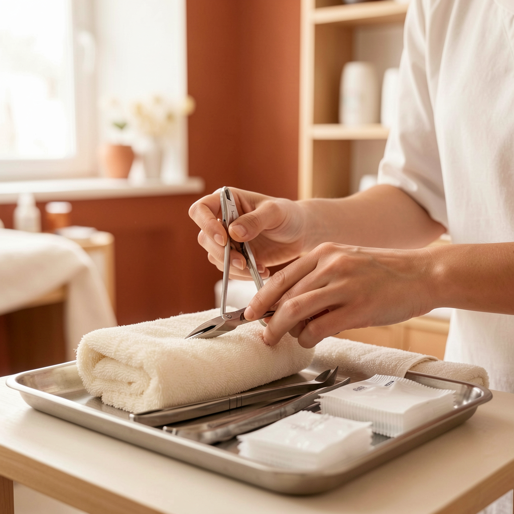 Carefully prepared beauty treatment station