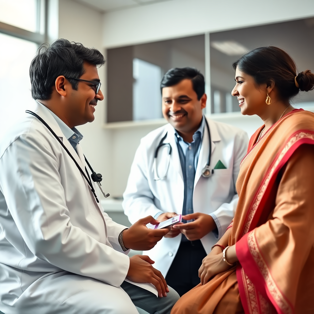 Doctor consulting with a family