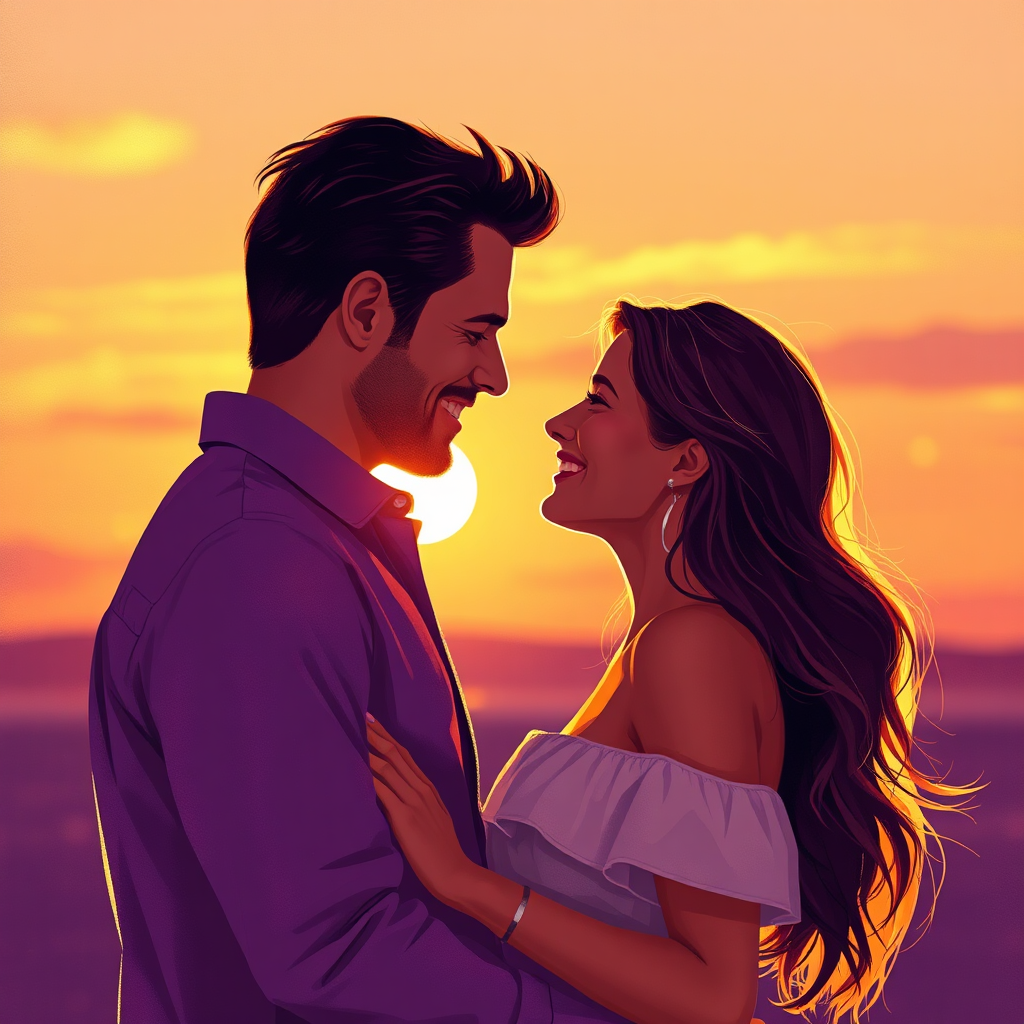 Romantic couple enjoying a song moment