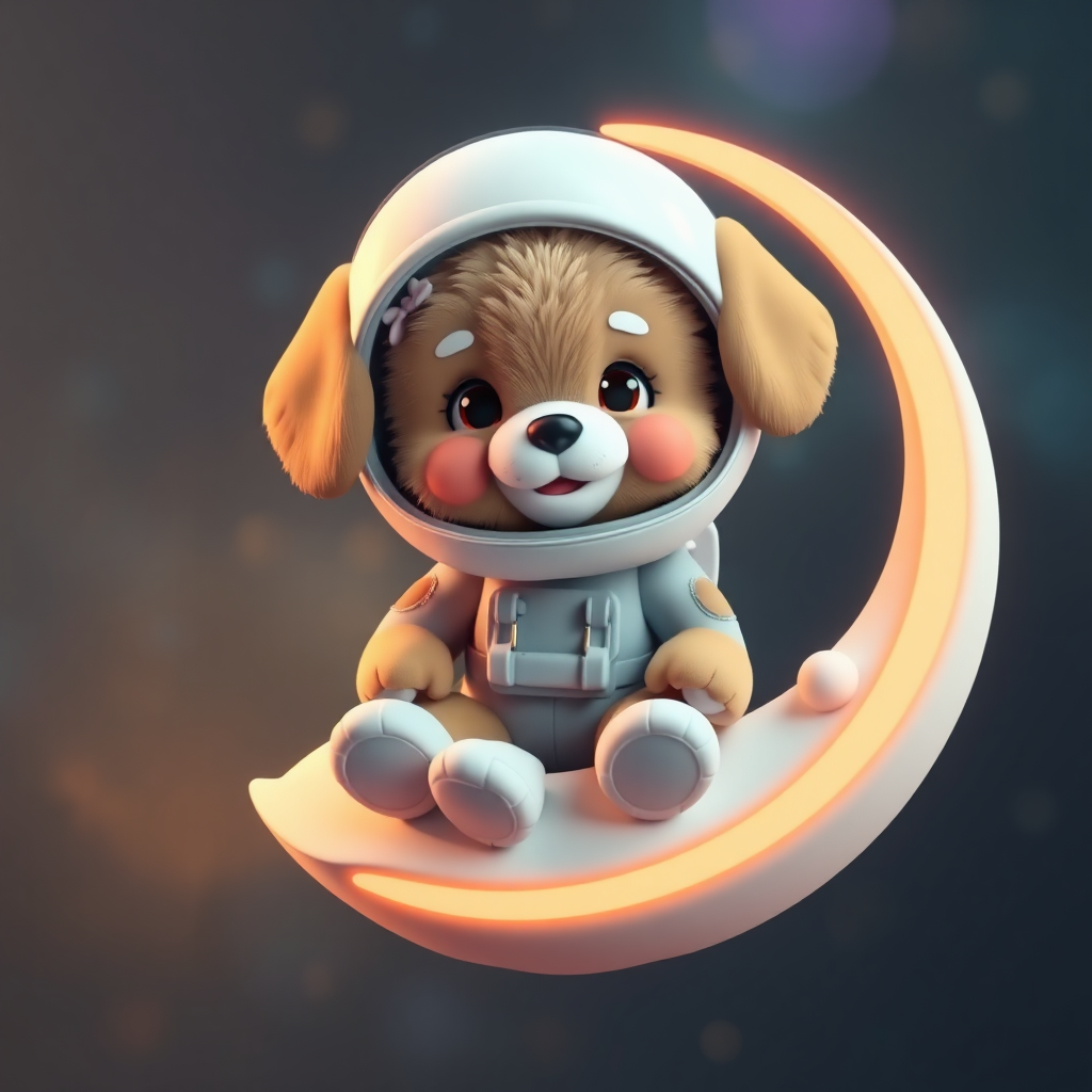 Cute astronaut puppy 3D render