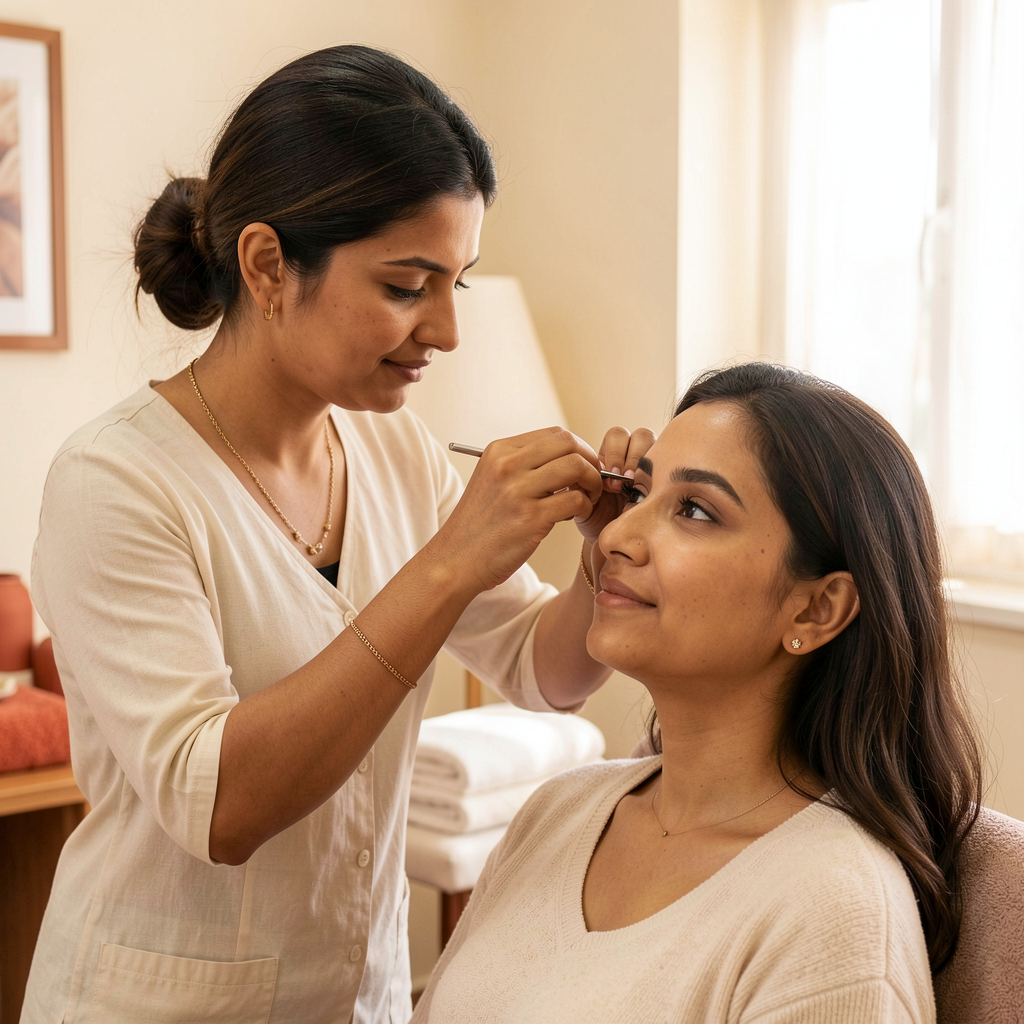 Precise eyebrow threading service