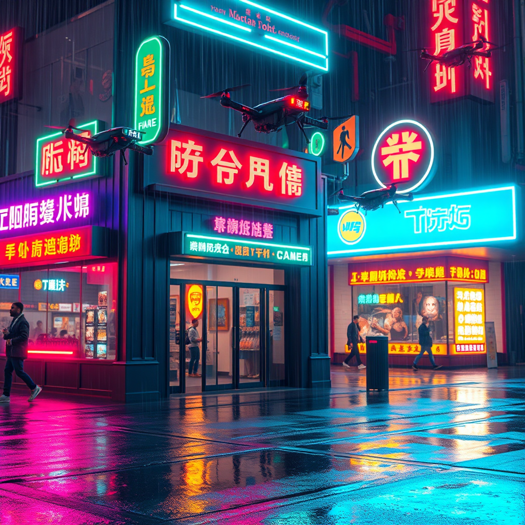 Cyberpunk cyberpunk storefront