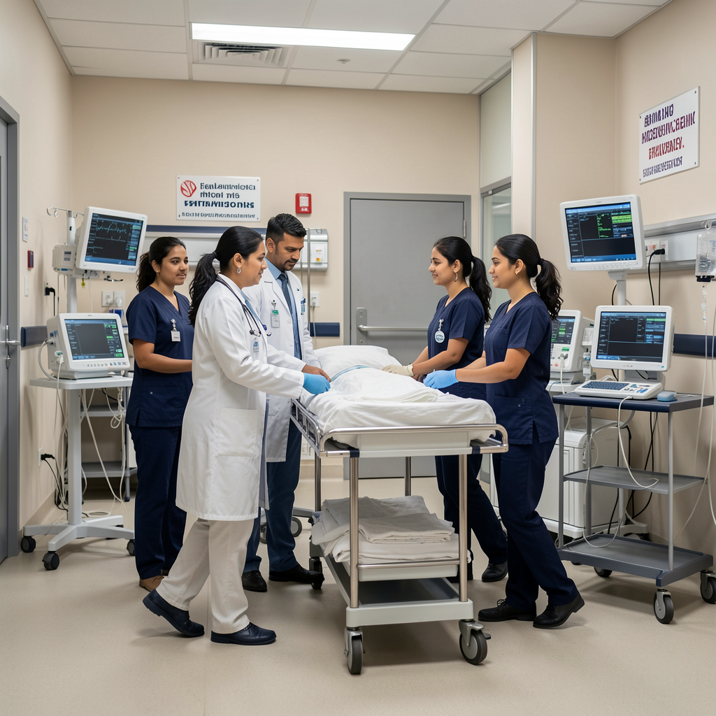 Emergency team in a trauma-care department