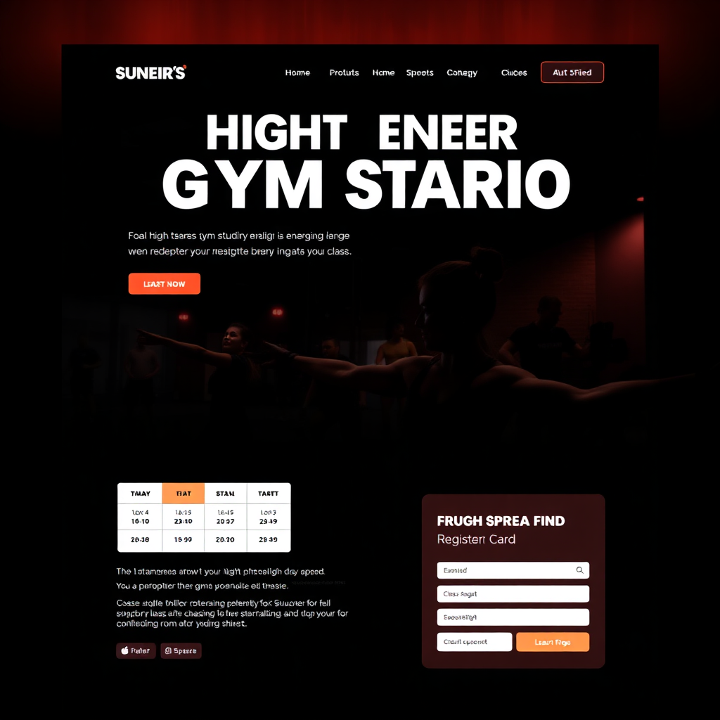 Gym Studio and Fitness Website Design Mockup