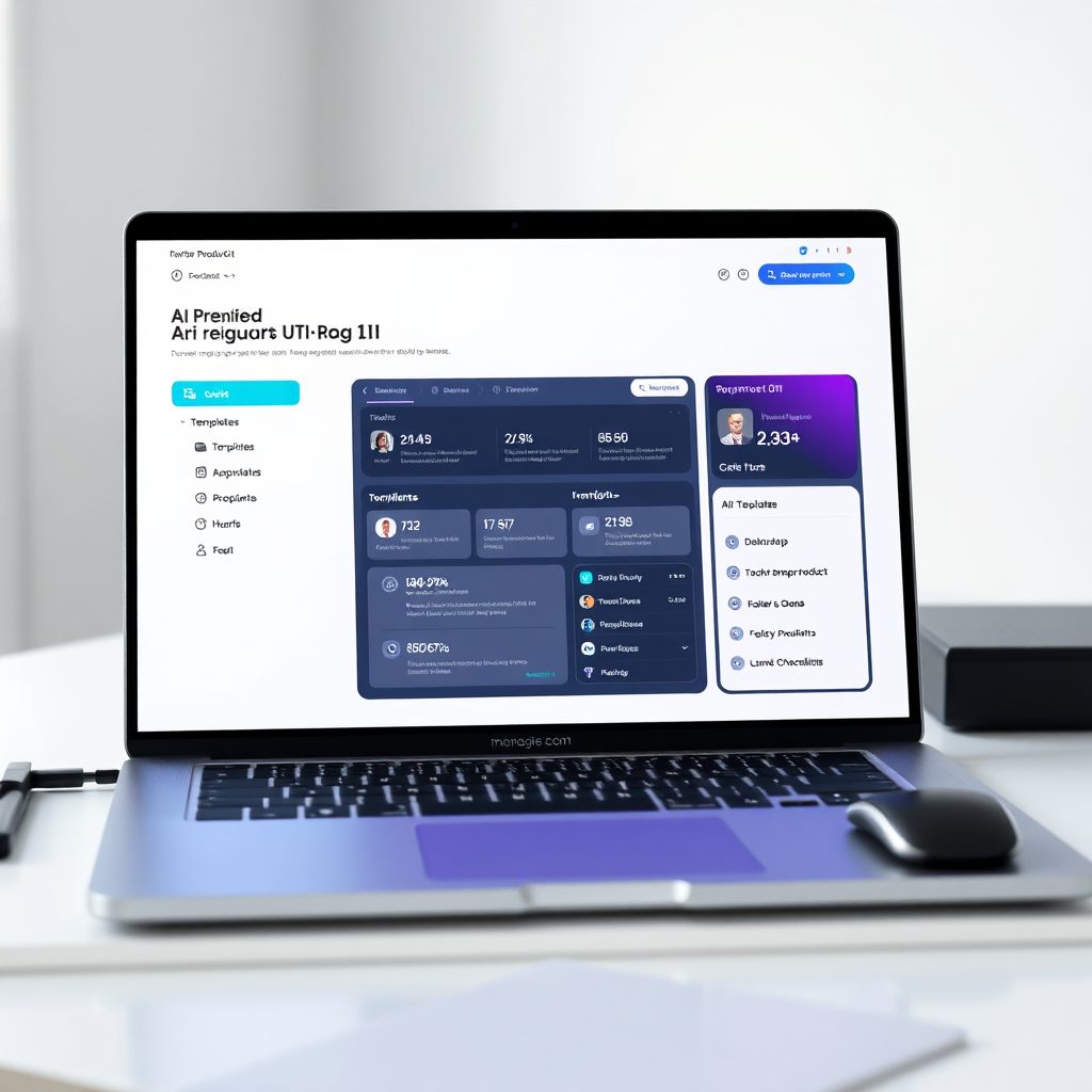 AI product kit dashboard preview on a laptop