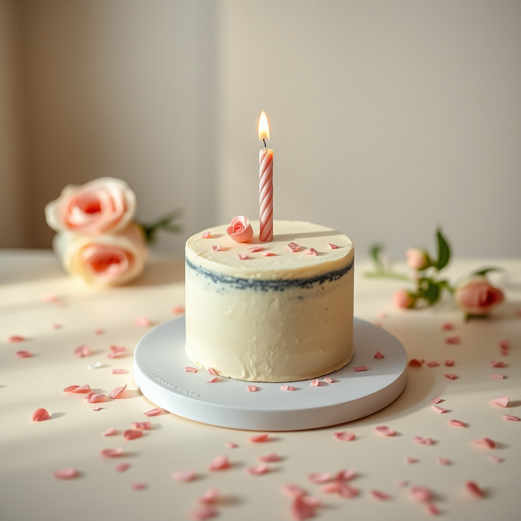 Elegant cake with a single candle
