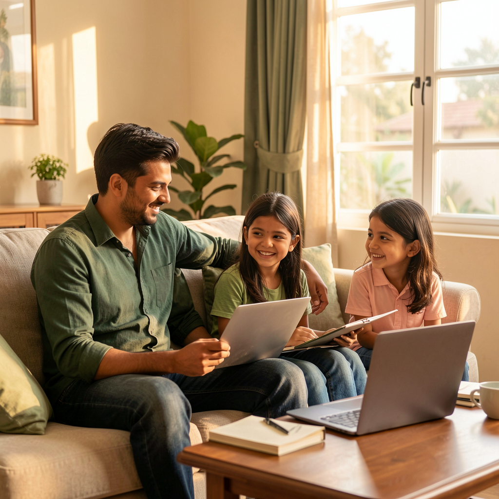 Indian entrepreneur spending time with family
