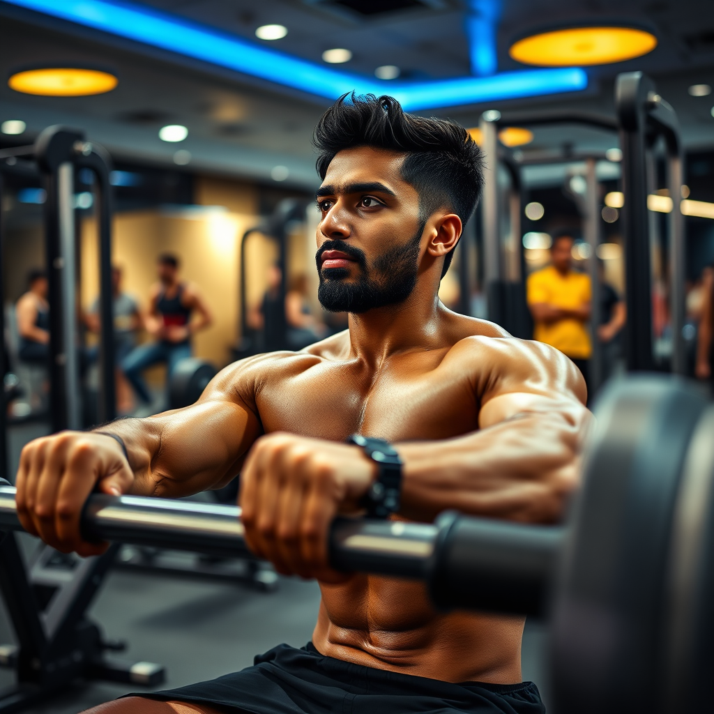Indian athlete training in a premium gym
