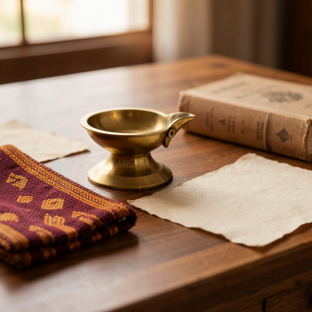 Traditional brass and textile details