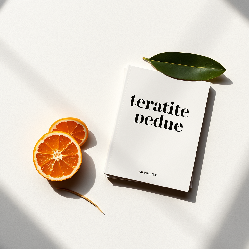 Editorial identity print pieces with citrus accents