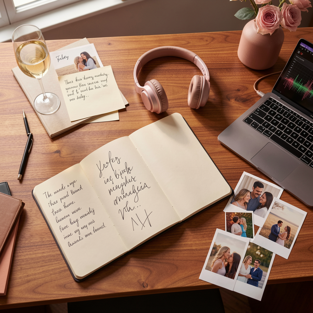 Memories and notes being shaped into a song