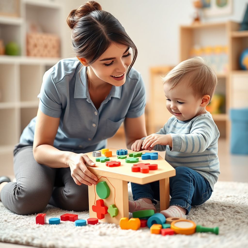 Teacher and child playing