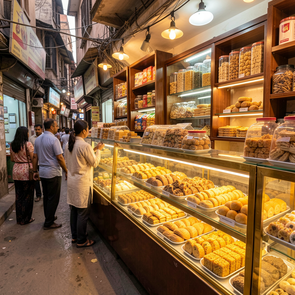 [Placeholder image] Bakery counter at New Madhura Baker's