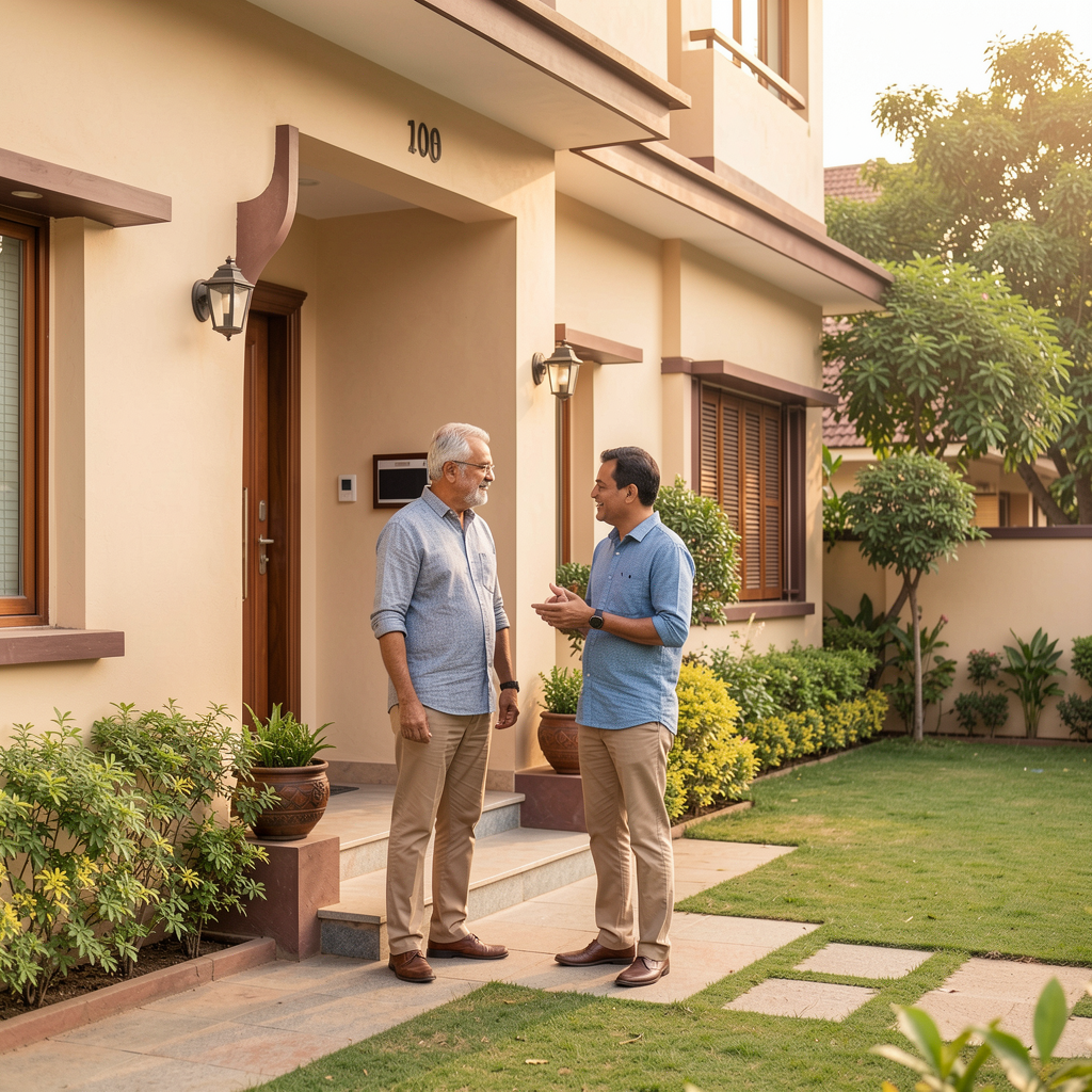 Property owner discussing a residential property