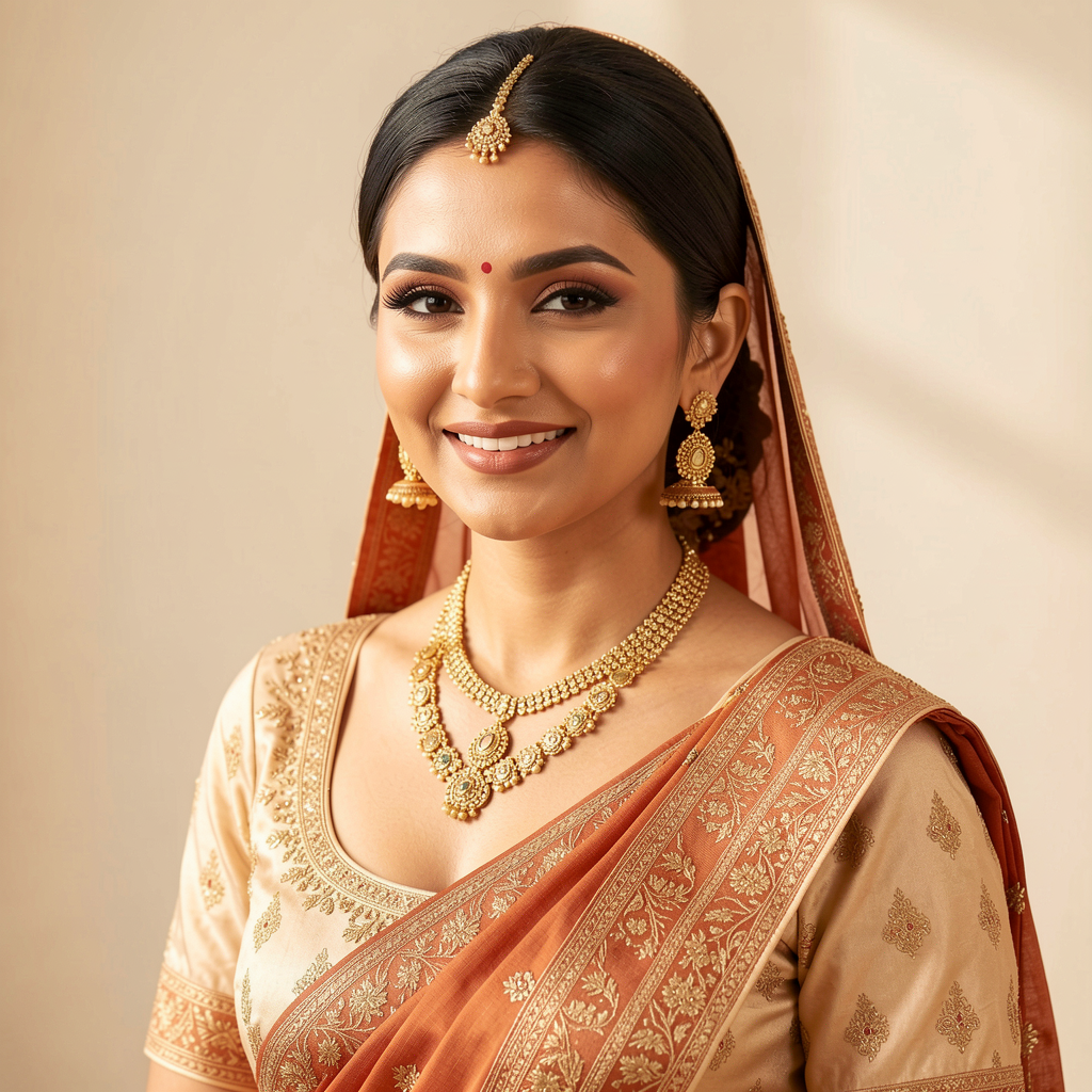 Completed bridal beauty look