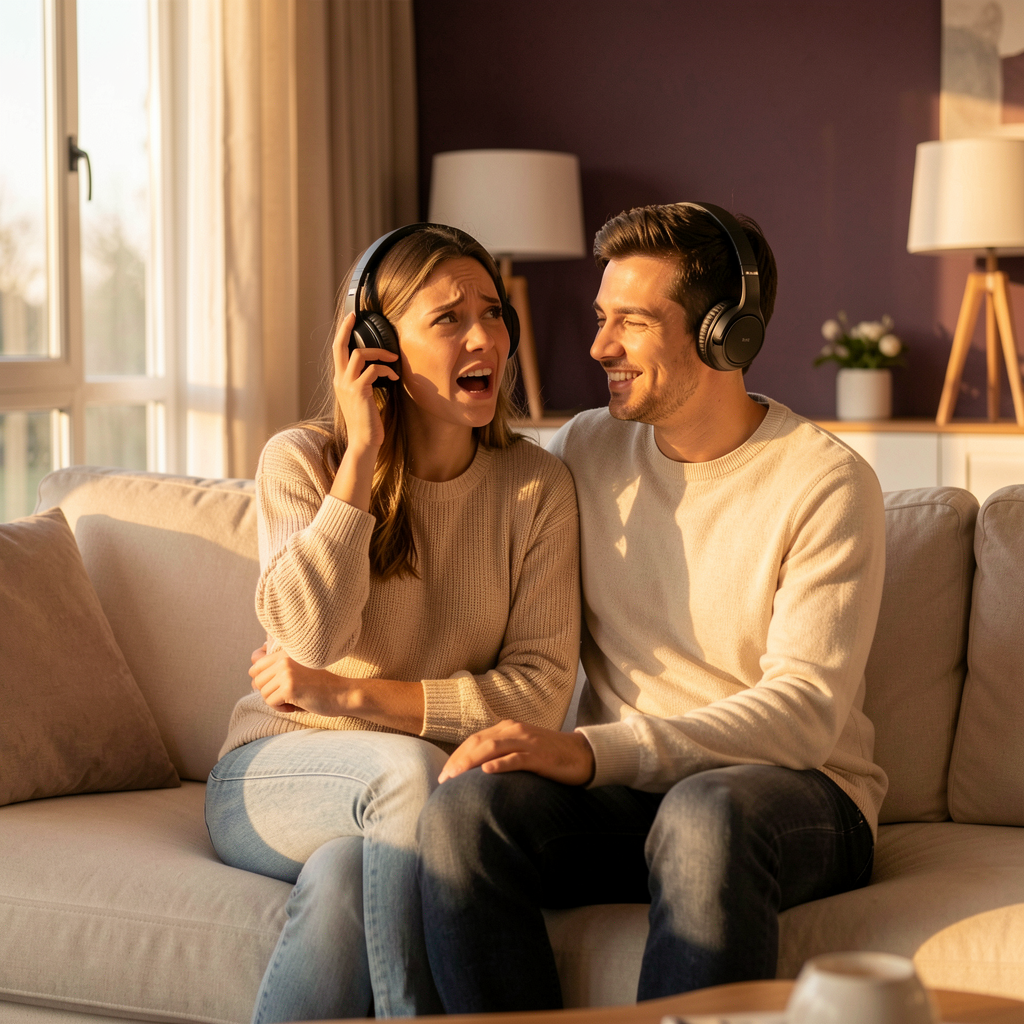A couple listening to a meaningful song together