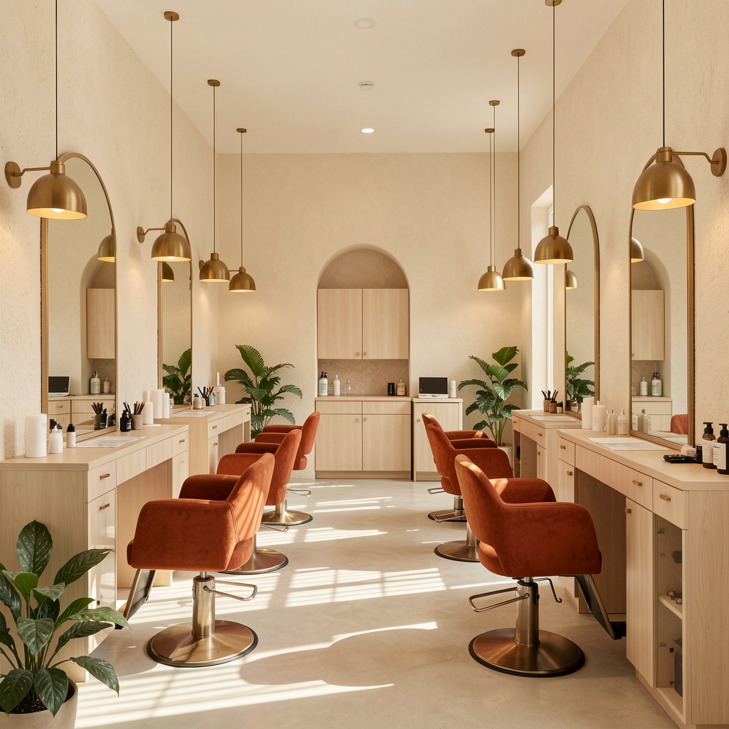 Warm salon ambience