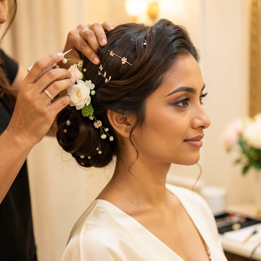 Intricate bridal hair styling
