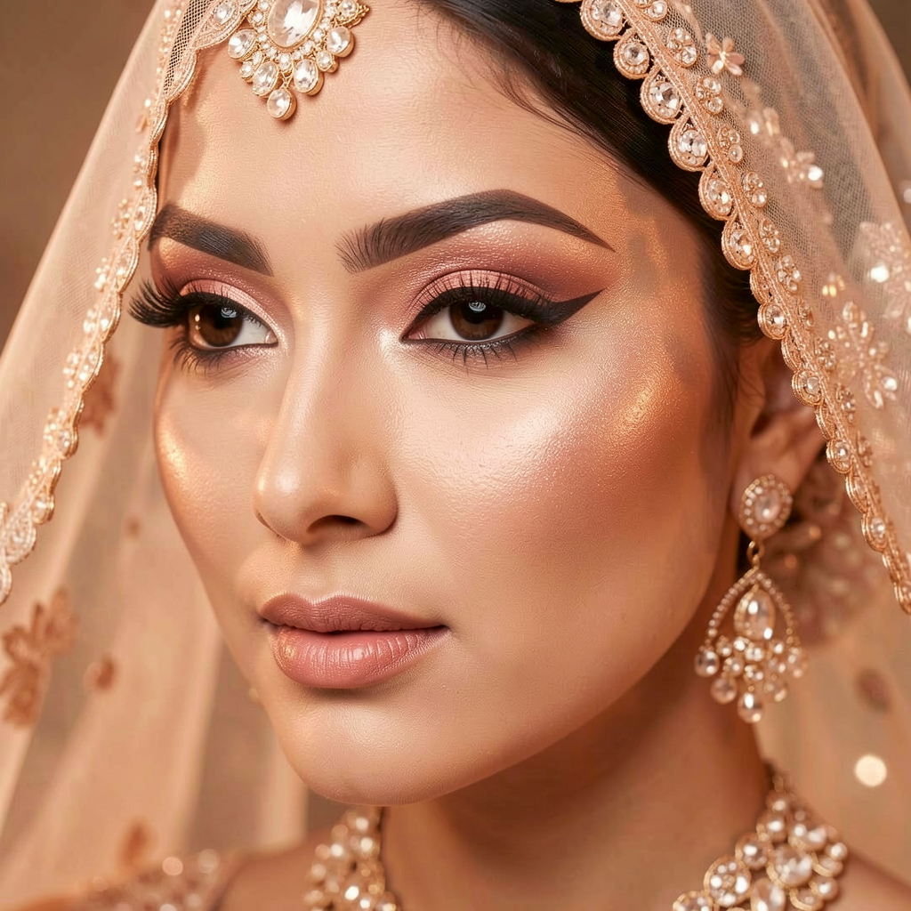 Elegant bridal makeup detail