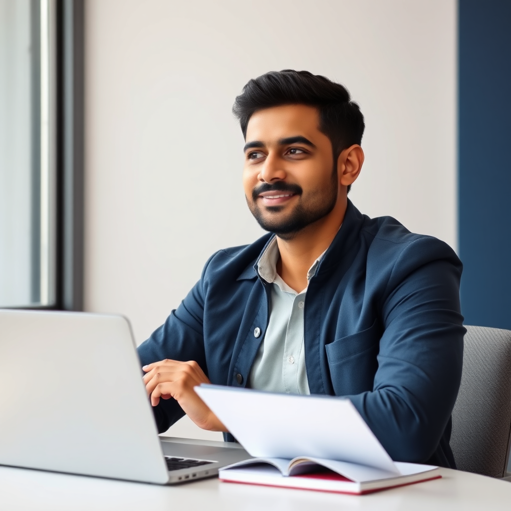 Candid portrait of a digital marketing specialist in a calm workspace