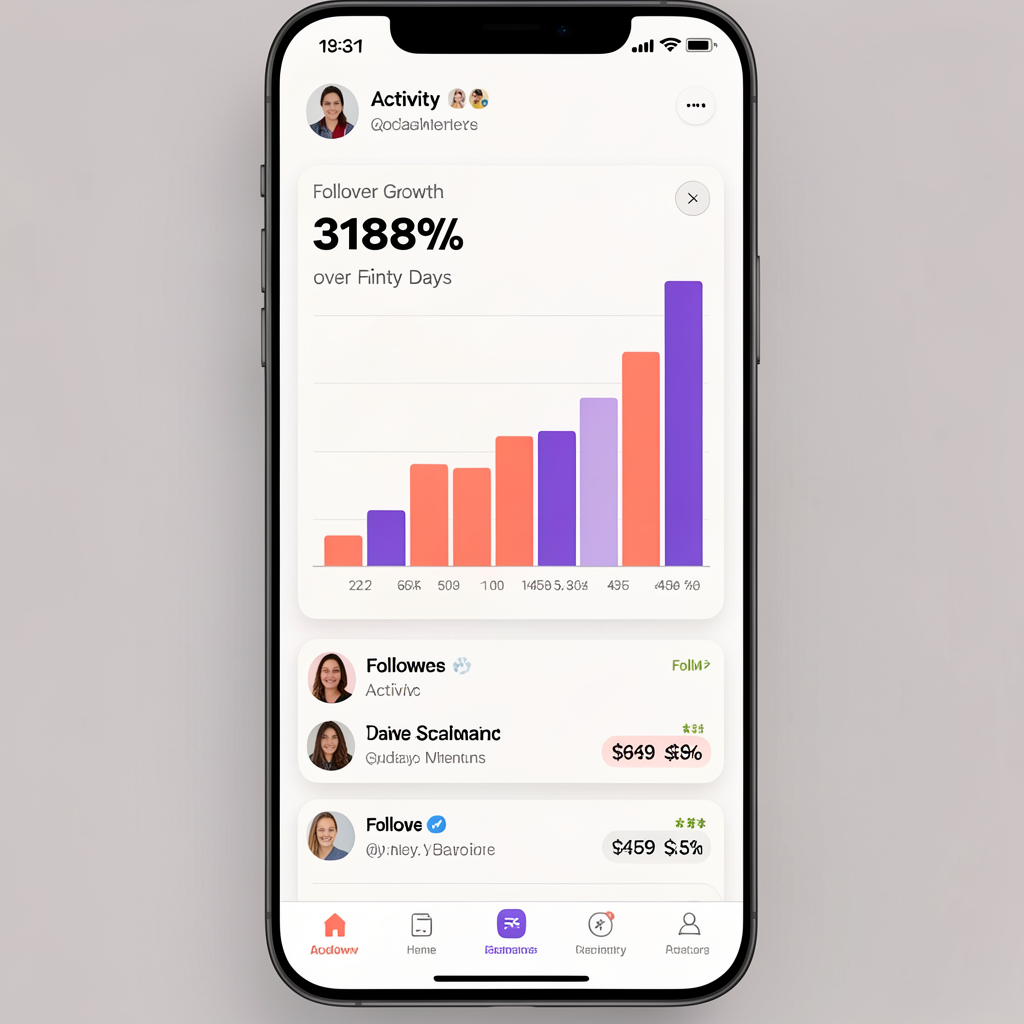 Analytics showing follower growth