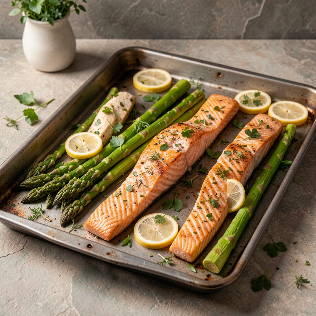 Lemon herb salmon and asparagus