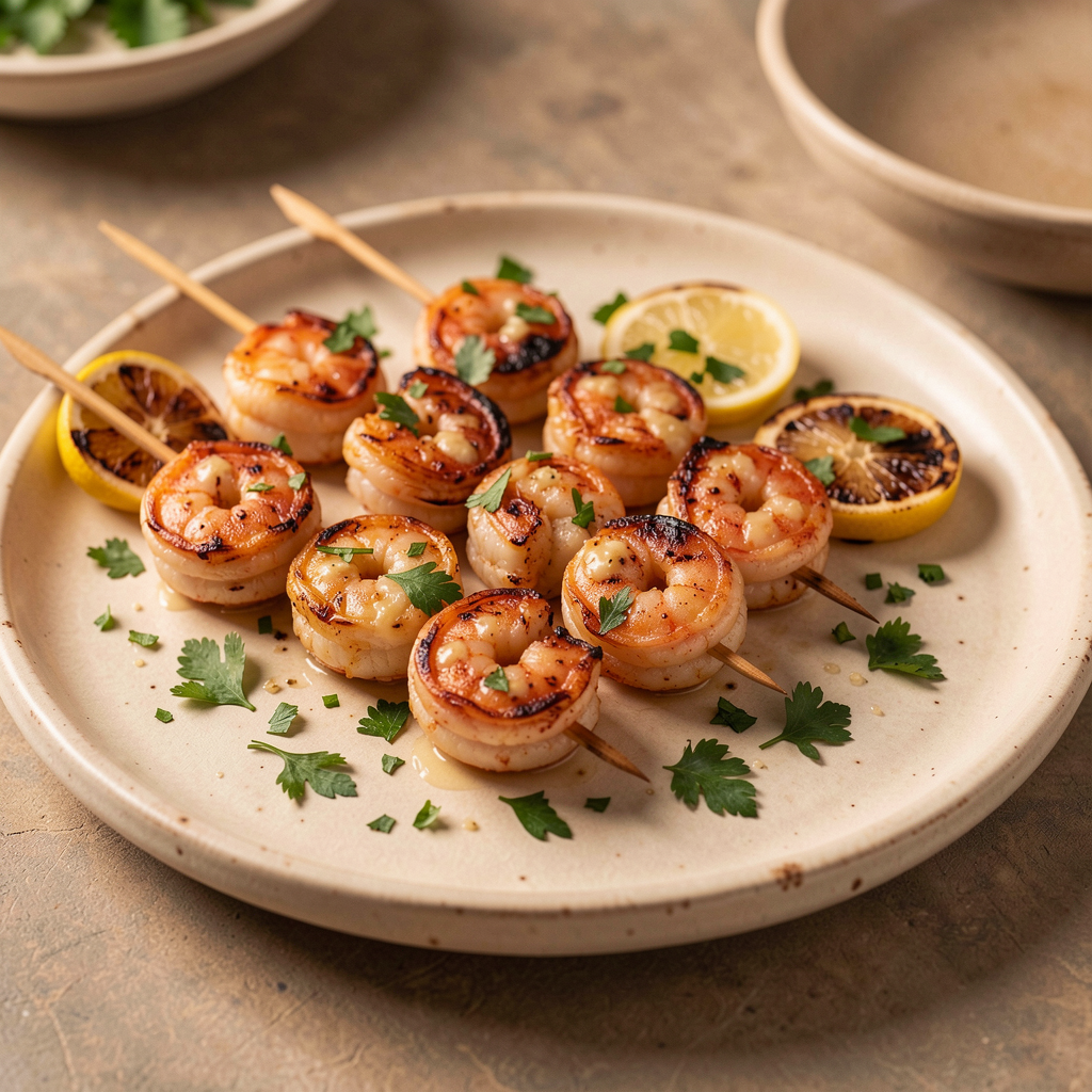 Garlic butter shrimp skewers