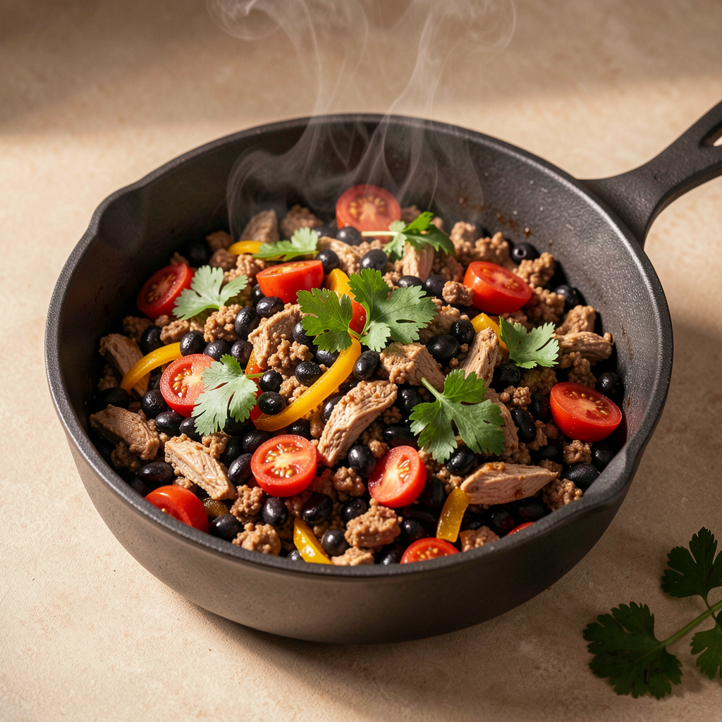Spicy turkey and black bean skillet