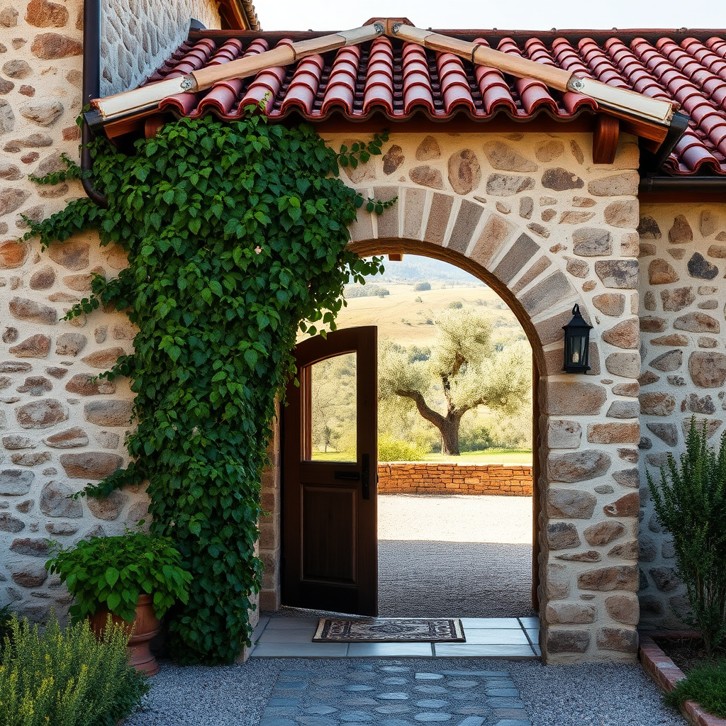 Casa Portagioia exterior with stone facade and terracotta roof