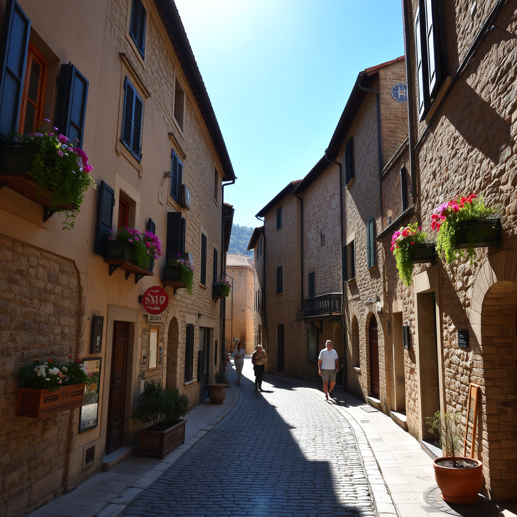 Charming Tuscan village street scene