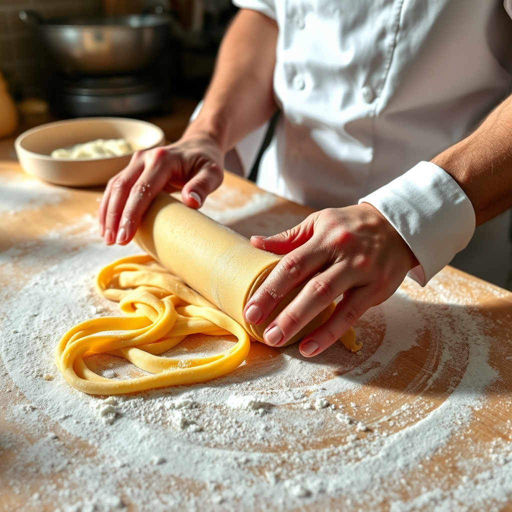 Chef che Prepara Pasta Fresca
