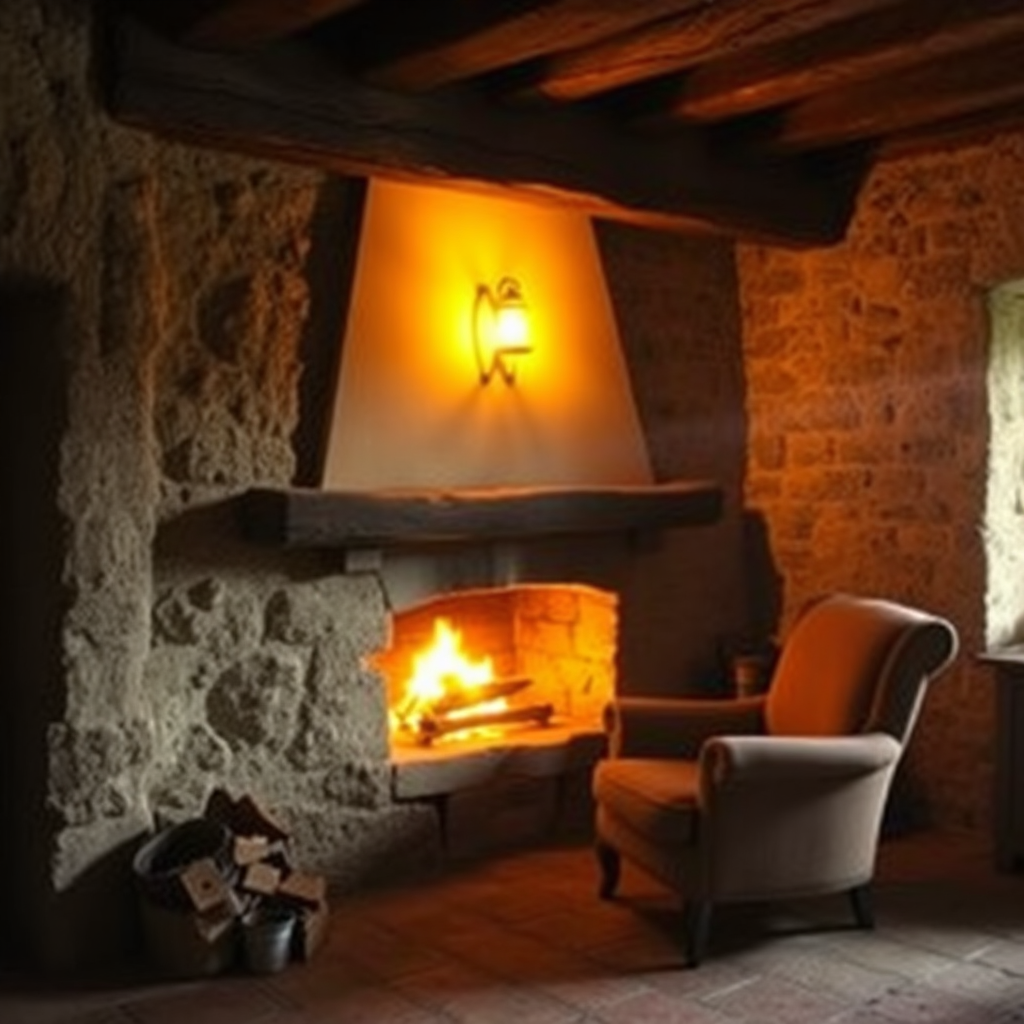 Cozy fireplace 'The Cappa' in a rustic Tuscan home