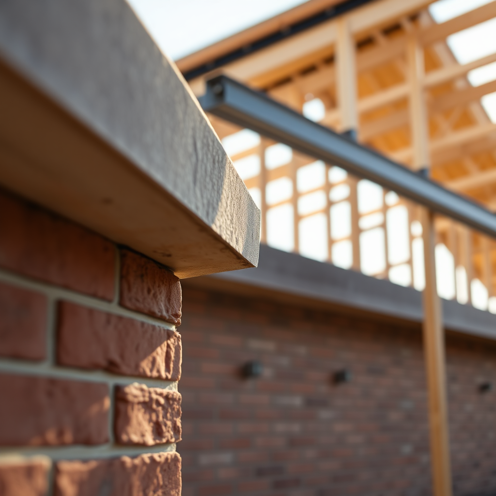 Modern construction detail showing brickwork and structure