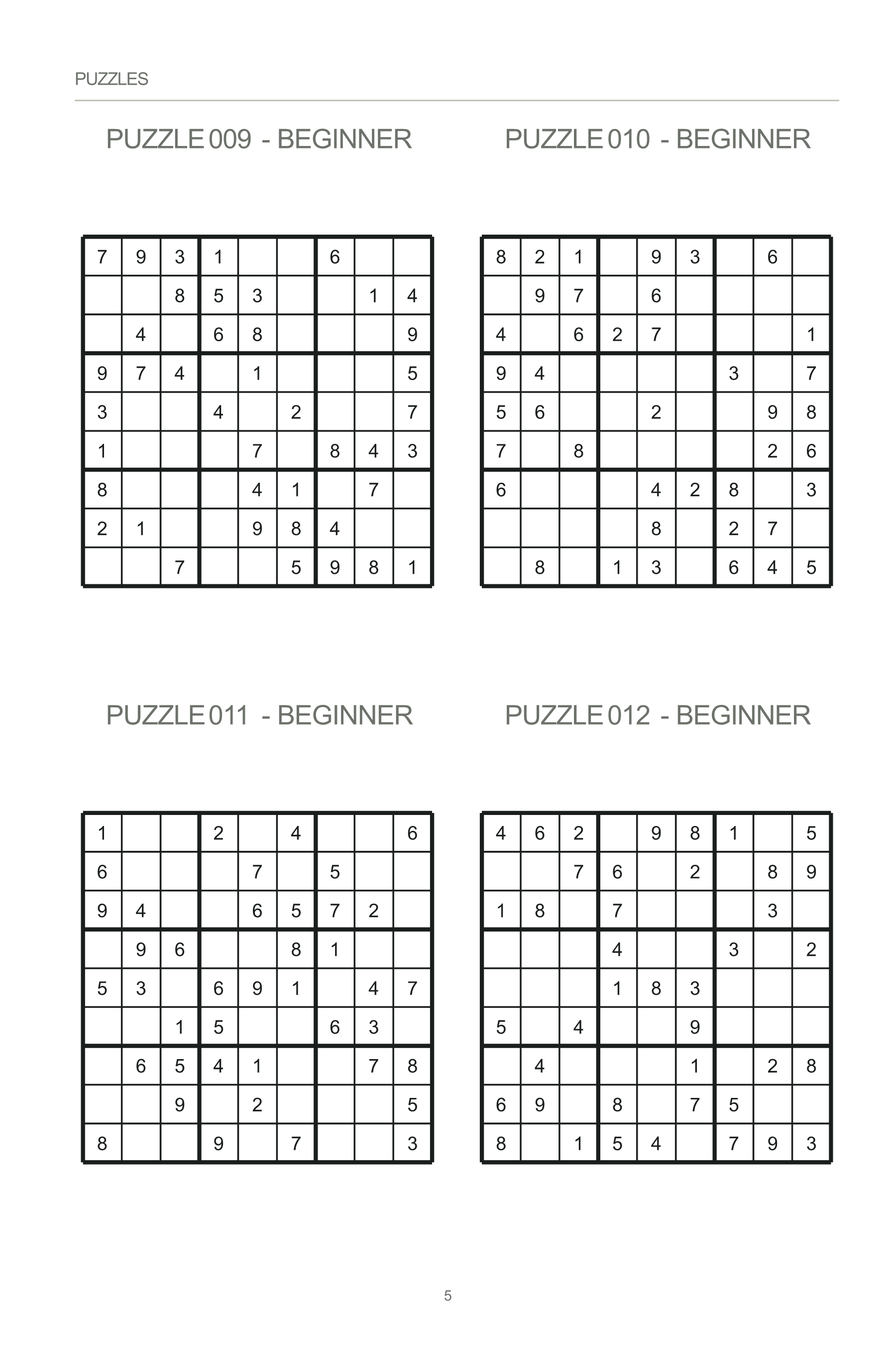 Sample Sudoku Beginner Puzzle Image