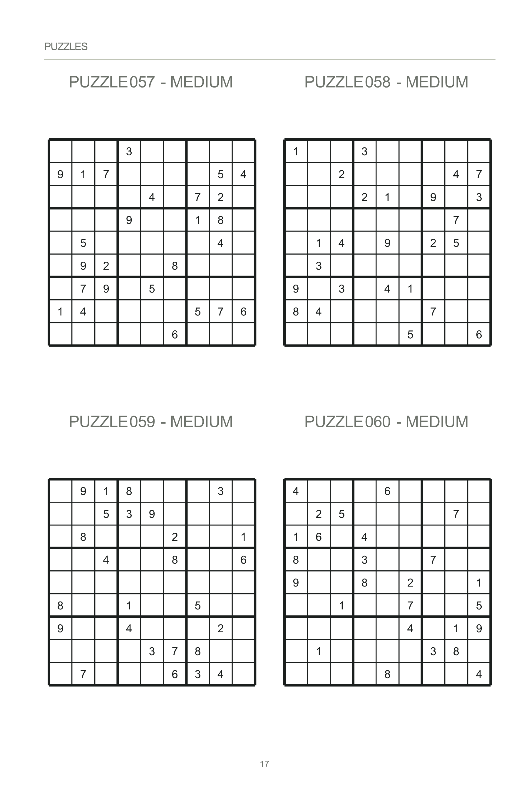 Sample Sudoku Medium Puzzle Image 3