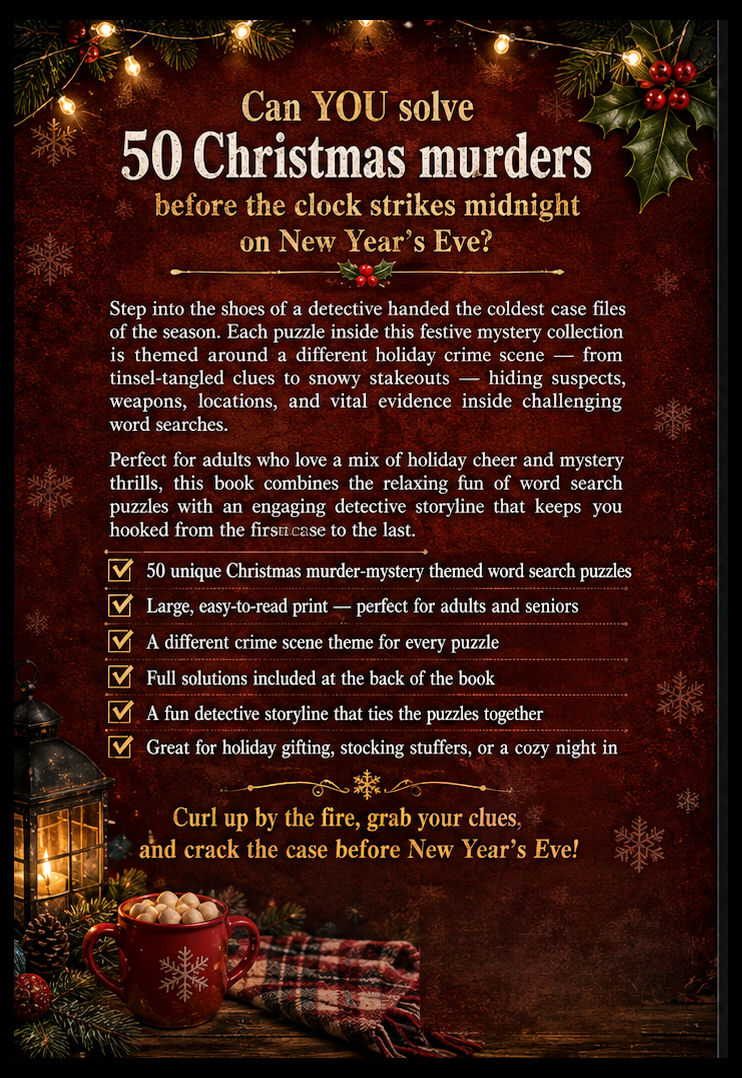 The Yuletide Murder Book  Puzzle Book Back Cover