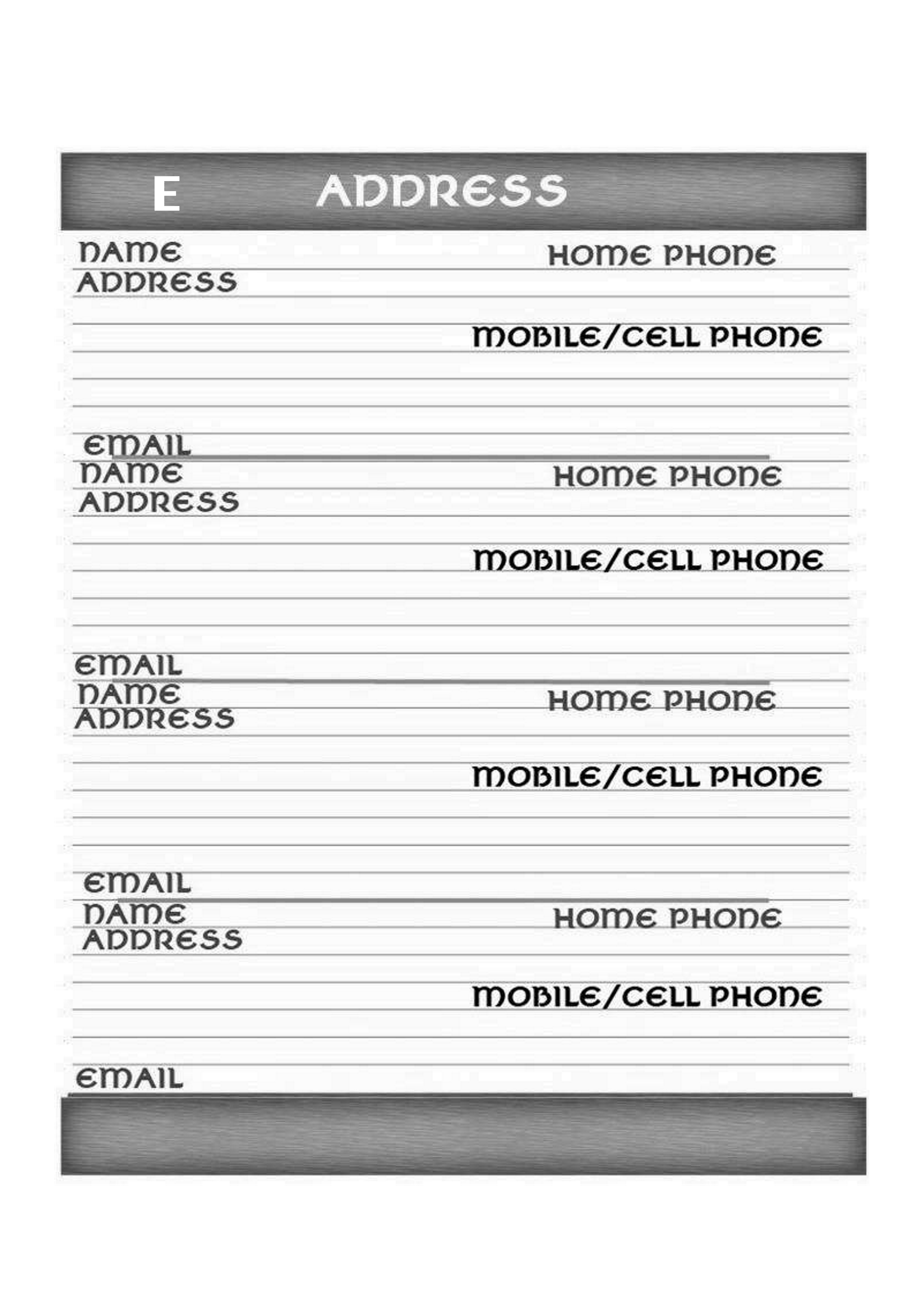 Interior Design Page address book pages