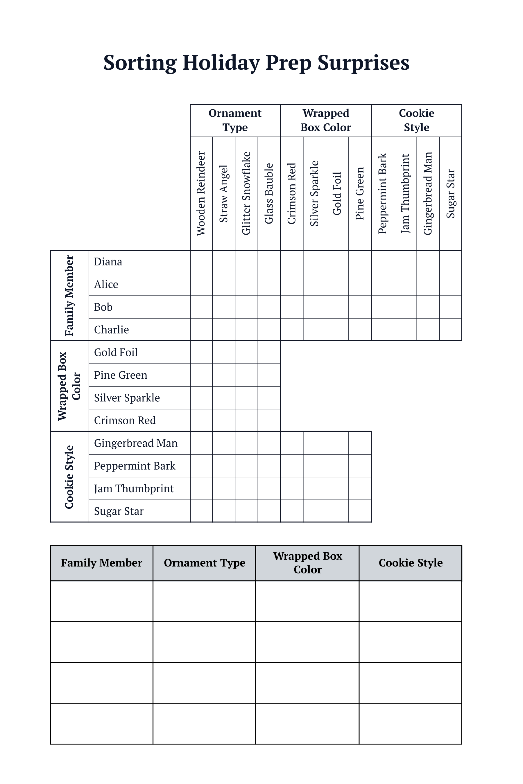 Logic Puzzles sample Puzzle Grid 1